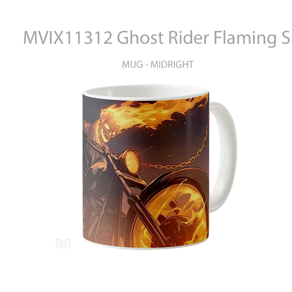 Mug Ghost Rider Flaming Skull Motorcycle Gelas Keramik Desain Unik - All-side / Desain