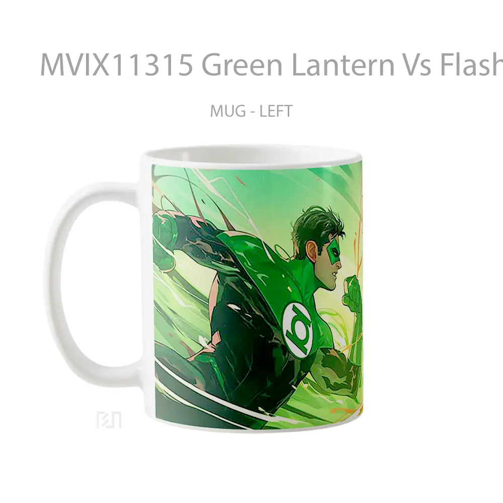 Mug Green Lantern Vs Flash Dc Comics Duel Gelas Keramik Koleksi Superhero - All-side / Desain