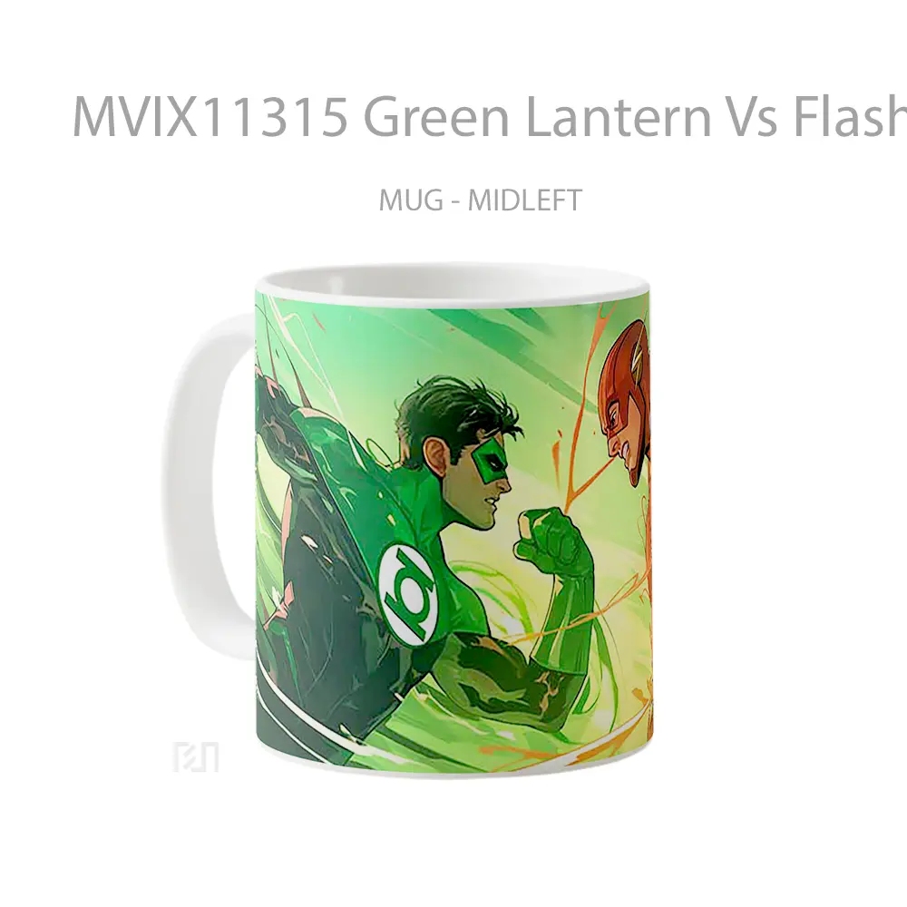 Mug Green Lantern Vs Flash Dc Comics Duel Gelas Keramik Koleksi Superhero - All-side / Desain