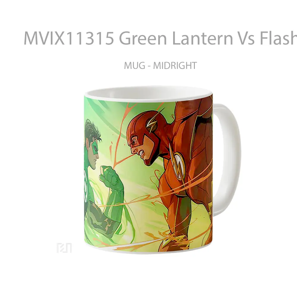 Mug Green Lantern Vs Flash Dc Comics Duel Gelas Keramik Koleksi Superhero - All-side / Desain