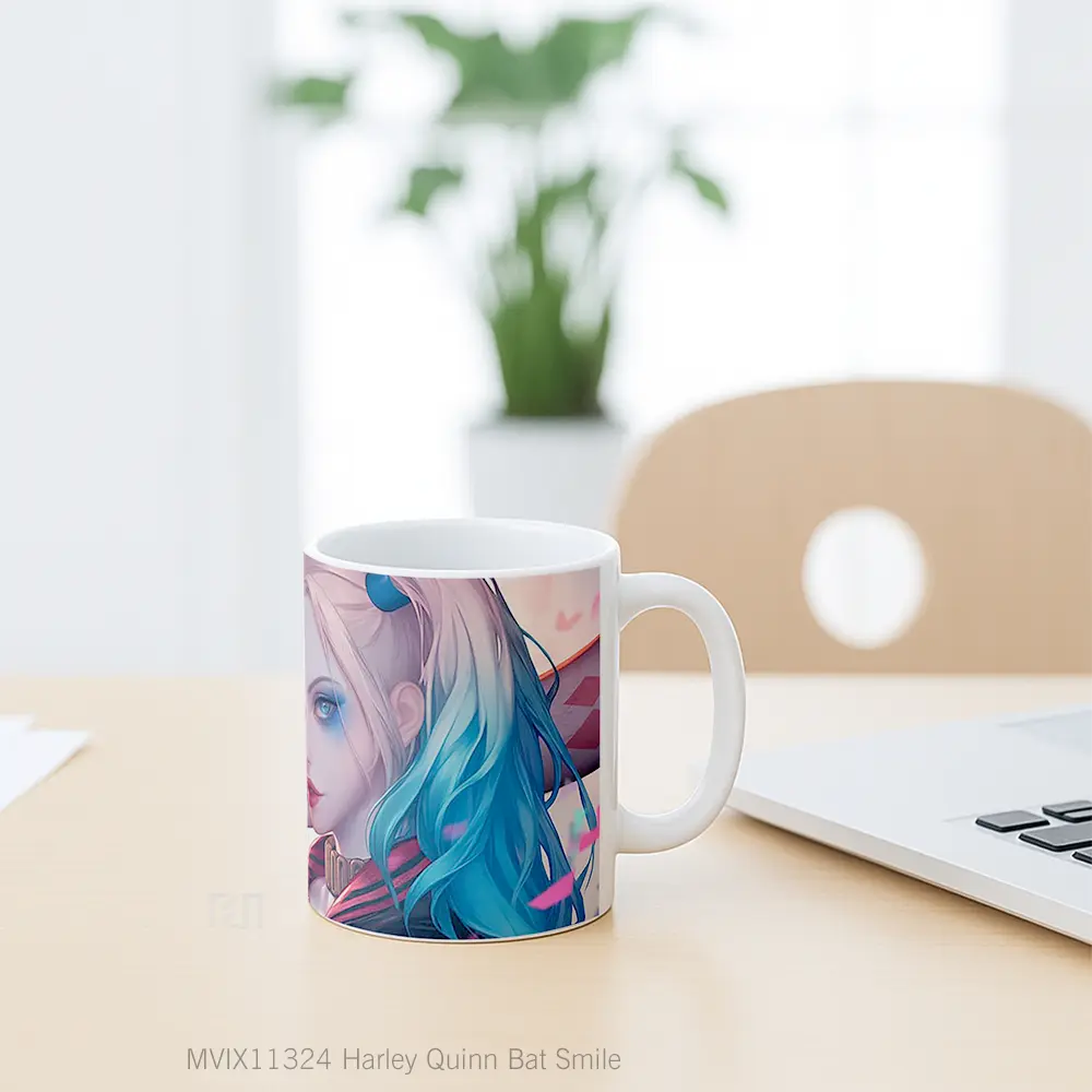 Mug Harley Quinn Bat Smile Hadiah Lucu dan Menarik - All-side / Desain