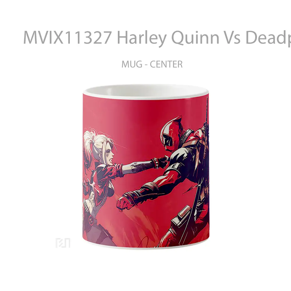 Mug Harley Quinn Vs Deadpool Chaotic Red Fight Hadiah Lucu dan Menarik