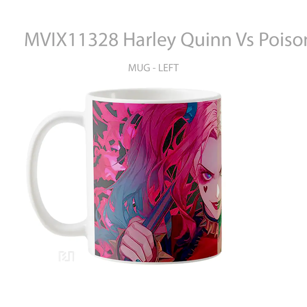 Mug Harley Quinn Vs Poison Ivy Dc Comics Split Face Gelas Keramik Koleksi Superhero - All-side / Desain