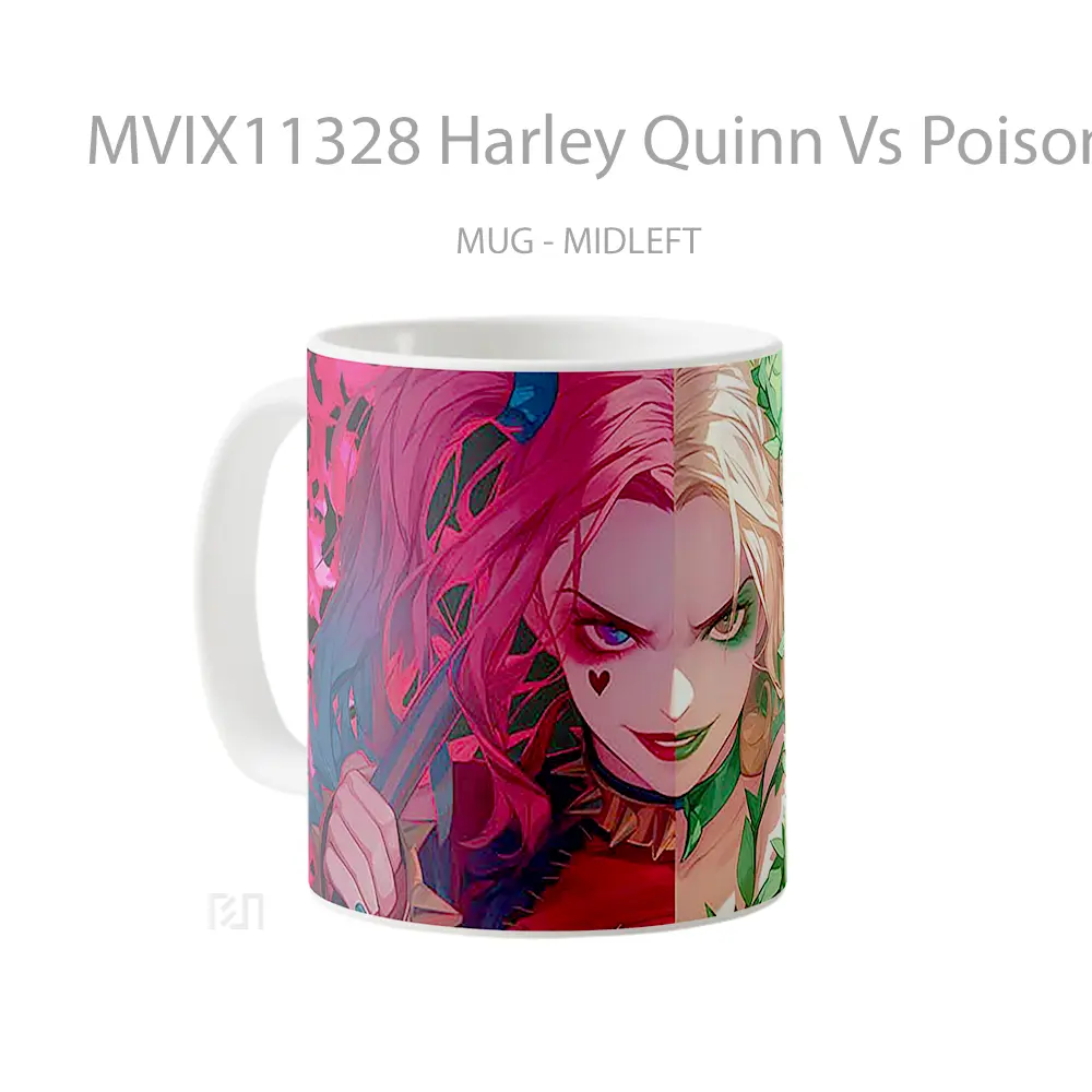 Mug Harley Quinn Vs Poison Ivy Dc Comics Split Face Gelas Keramik Koleksi Superhero - All-side / Desain