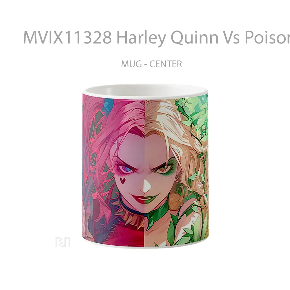 Mug Harley Quinn Vs Poison Ivy Dc Comics Split Face Gelas Keramik Koleksi Superhero