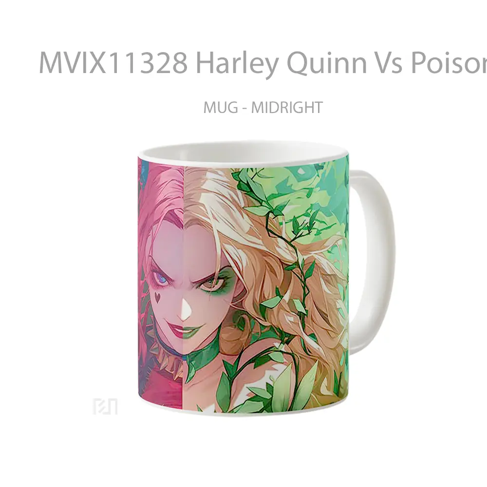Mug Harley Quinn Vs Poison Ivy Dc Comics Split Face Gelas Keramik Koleksi Superhero - All-side / Desain