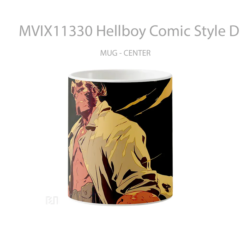 Mug Hellboy Comic Style Dramatic Pose Gelas Keramik Desain Unik
