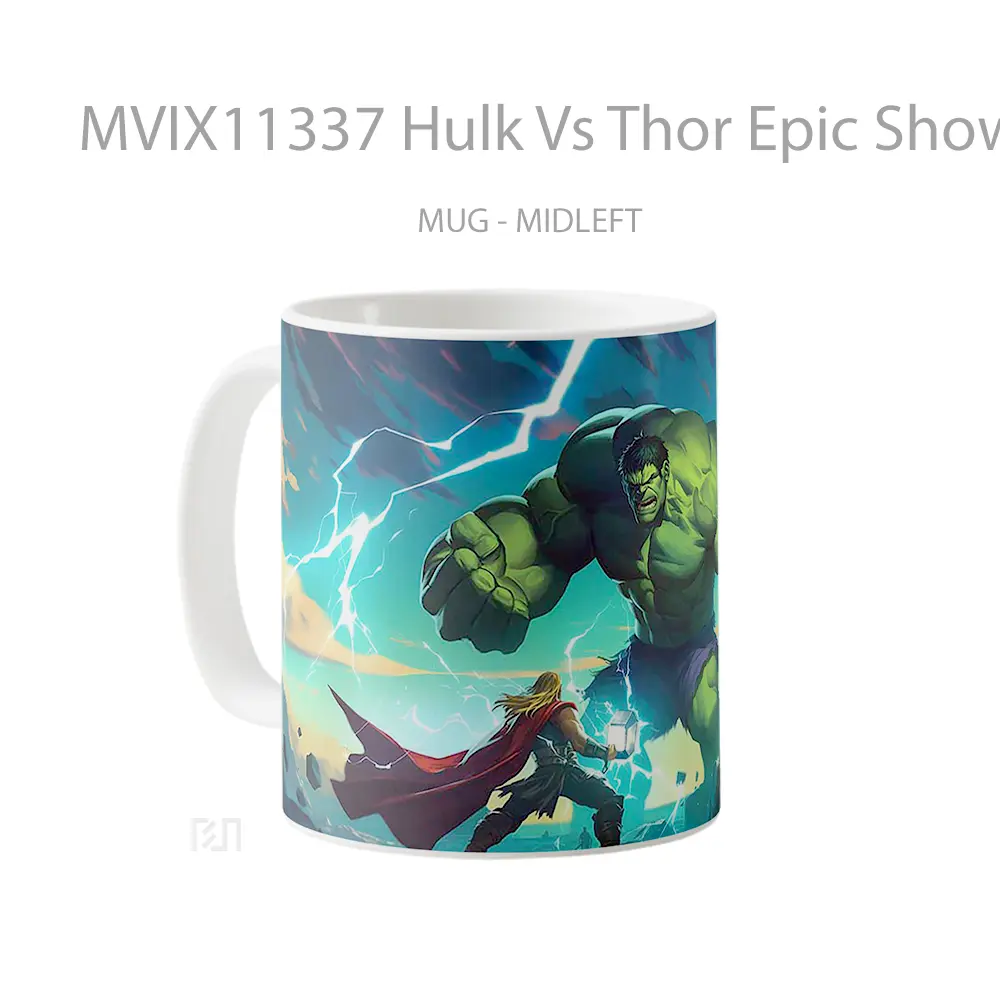 Mug Hulk Vs Thor Epic Showdown Lightning Clash Gelas Keramik Desain Unik - All-side / Desain