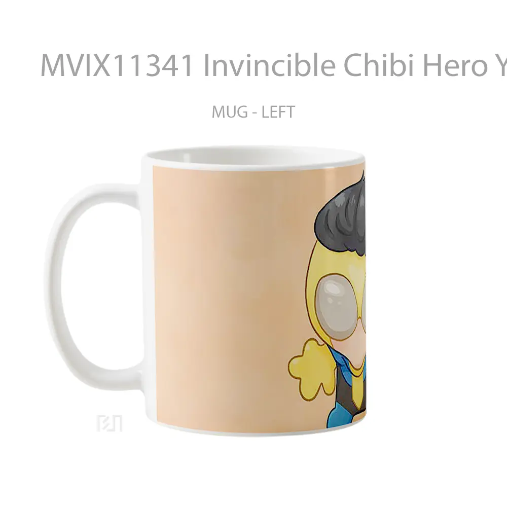 Mug Invincible Chibi Hero Yellow Suit Hadiah Unik Anime Lovers - All-side / Desain