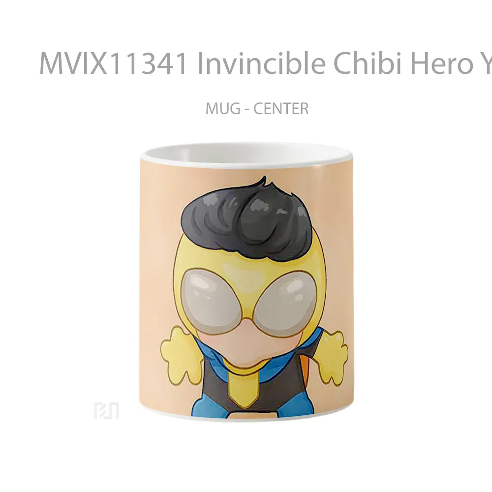 Mug Invincible Chibi Hero Yellow Suit Hadiah Unik Anime Lovers
