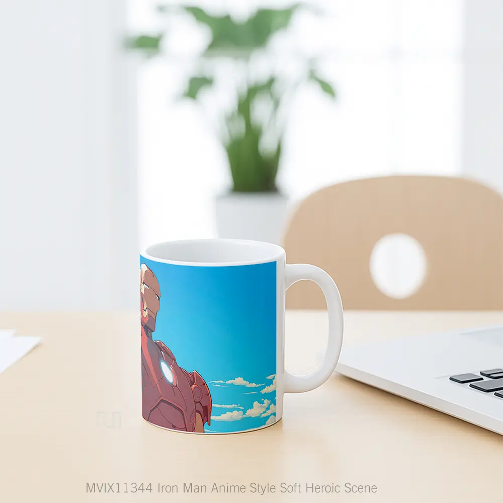 Mug Iron Man Anime Style Soft Heroic Scene Hadiah Unik Anime Lovers - All-side / Desain