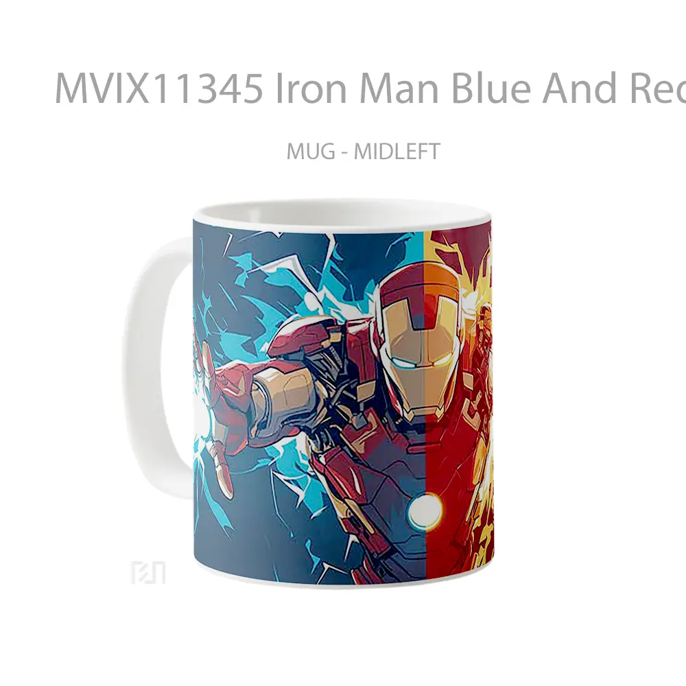 Mug Iron Man Blue And Red Merchandise Karakter Ikonik - All-side / Desain