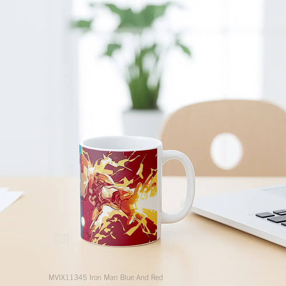 Mug Iron Man Blue And Red Merchandise Karakter Ikonik - All-side / Desain