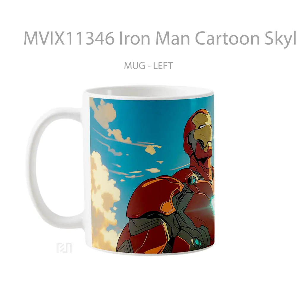 Mug Iron Man Cartoon Skyline Merchandise Karakter Ikonik - All-side / Desain