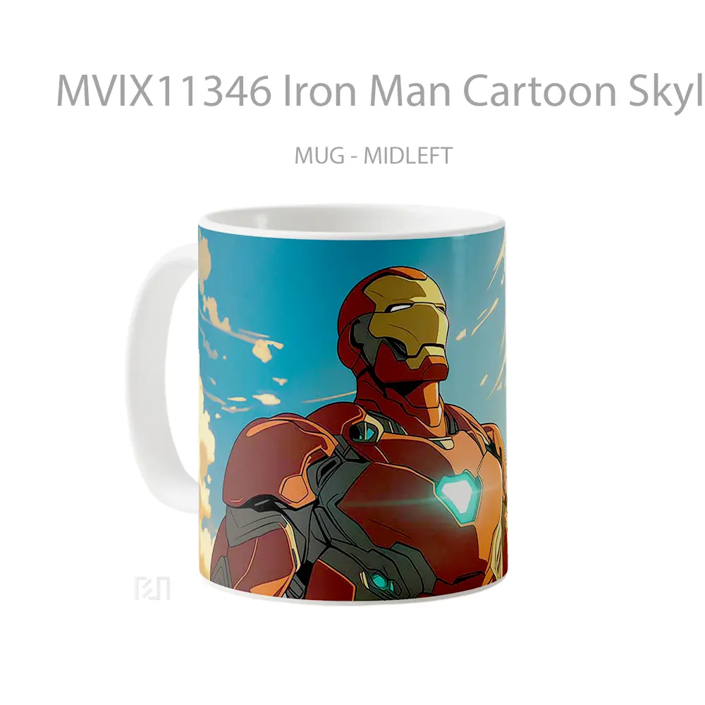 Mug Iron Man Cartoon Skyline Merchandise Karakter Ikonik - All-side / Desain