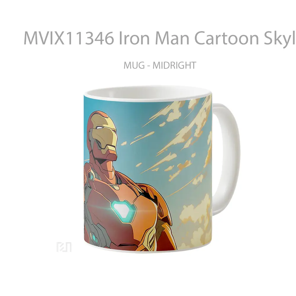 Mug Iron Man Cartoon Skyline Merchandise Karakter Ikonik - All-side / Desain