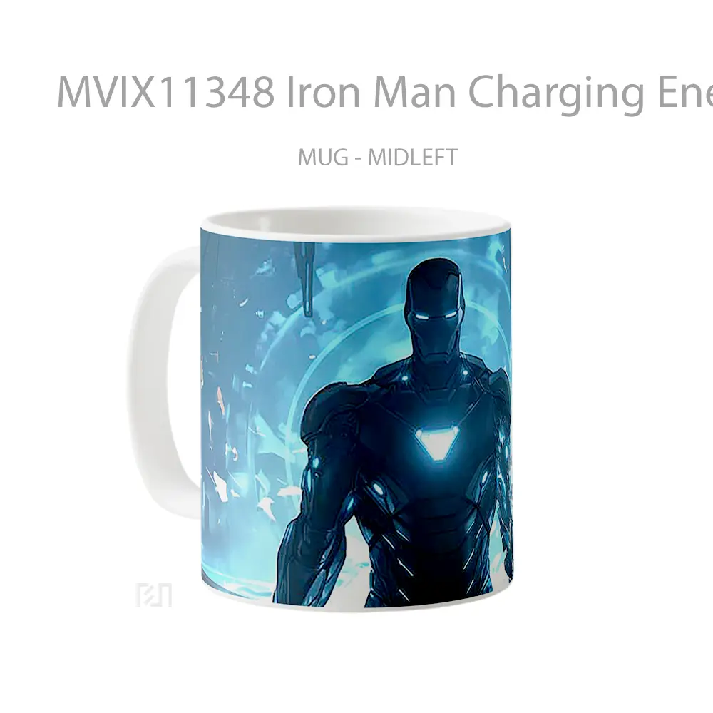Mug Iron Man Charging Energy Blue Glow Koleksi Mug Film dan Komik - All-side / Desain