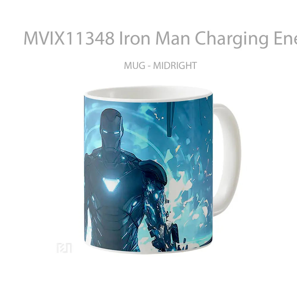 Mug Iron Man Charging Energy Blue Glow Koleksi Mug Film dan Komik - All-side / Desain