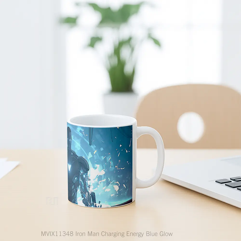 Mug Iron Man Charging Energy Blue Glow Koleksi Mug Film dan Komik - All-side / Desain