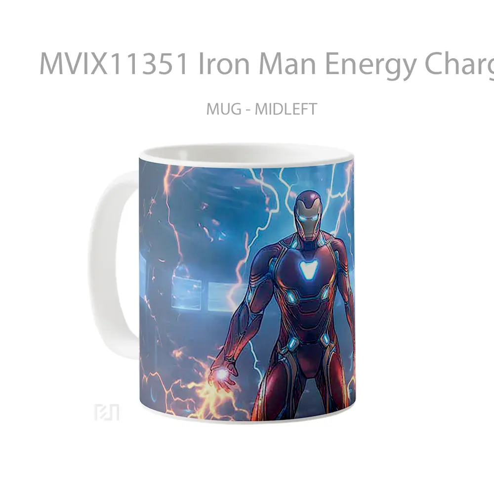 Mug Iron Man Energy Charged Suit Gelas Keramik Koleksi Superhero - All-side / Desain