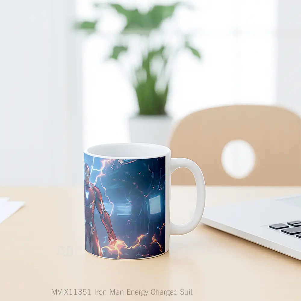 Mug Iron Man Energy Charged Suit Gelas Keramik Koleksi Superhero - All-side / Desain