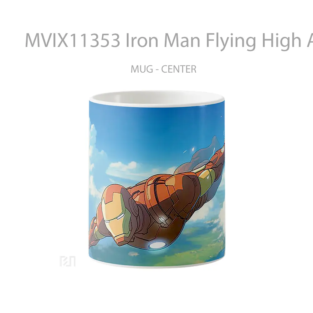Mug Iron Man Flying High Above The City Hadiah Spesial Fans Superhero