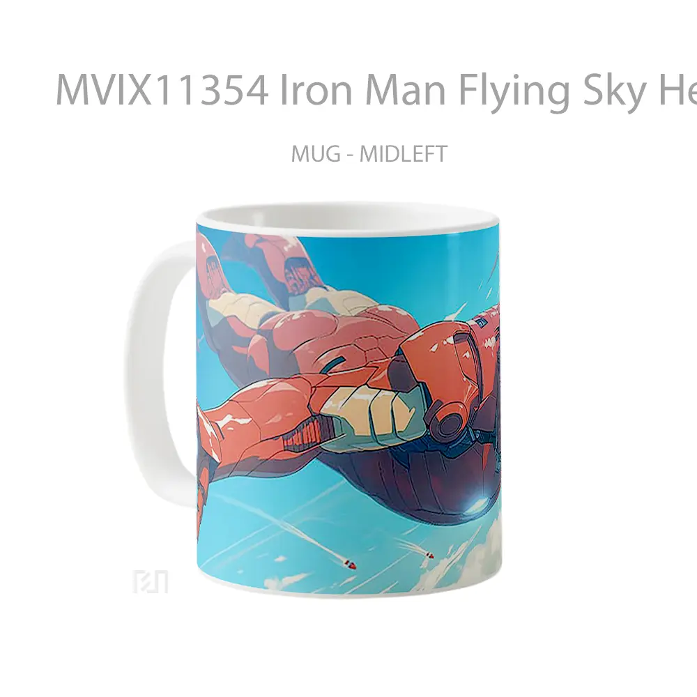 Mug Iron Man Flying Sky Hero Mug Anime Populer Koleksi Spesial - All-side / Desain