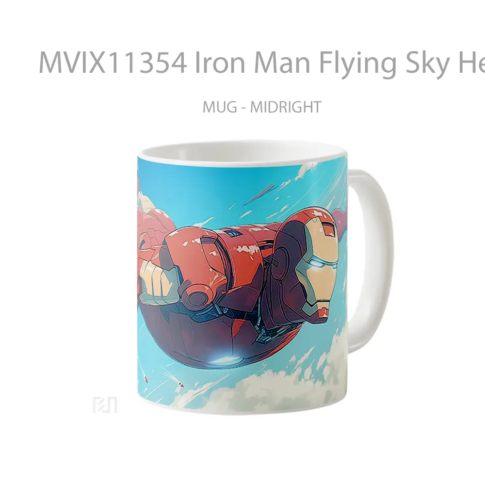 Mug Iron Man Flying Sky Hero Mug Anime Populer Koleksi Spesial - All-side / Desain
