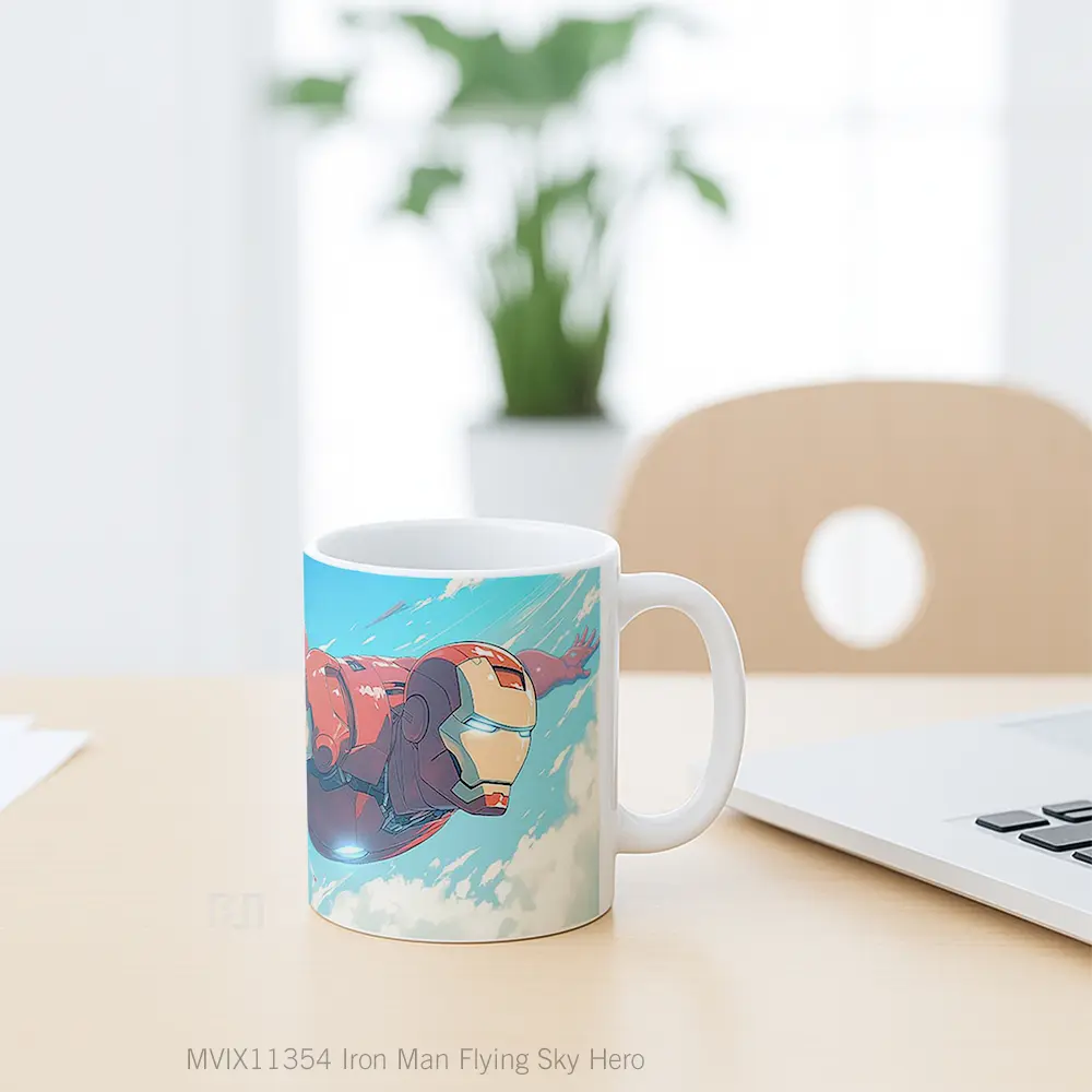 Mug Iron Man Flying Sky Hero Mug Anime Populer Koleksi Spesial - All-side / Desain