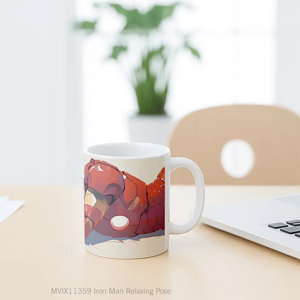 Mug Iron Man Relaxing Pose Gelas Keramik Koleksi Superhero - All-side / Desain