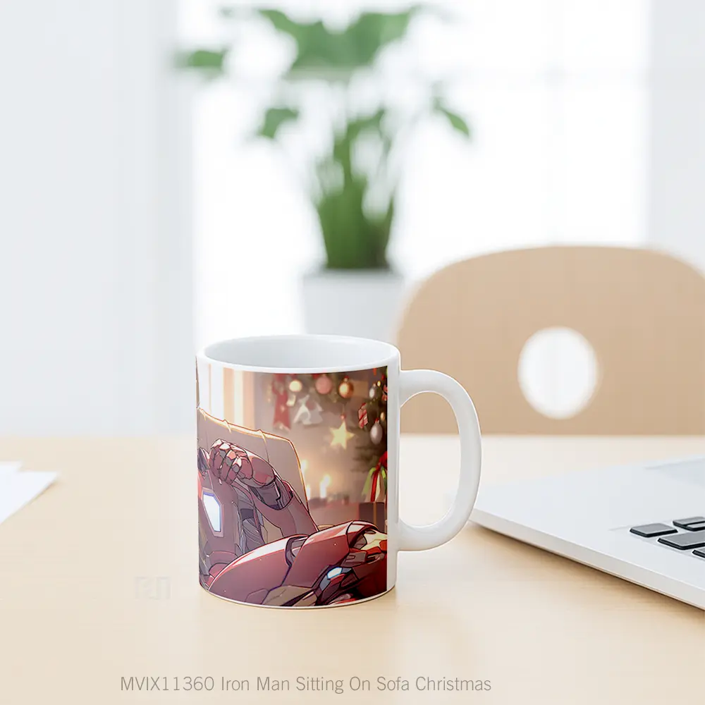 Mug Iron Man Sitting On Sofa Christmas Koleksi Mug Film dan Komik - All-side / Desain