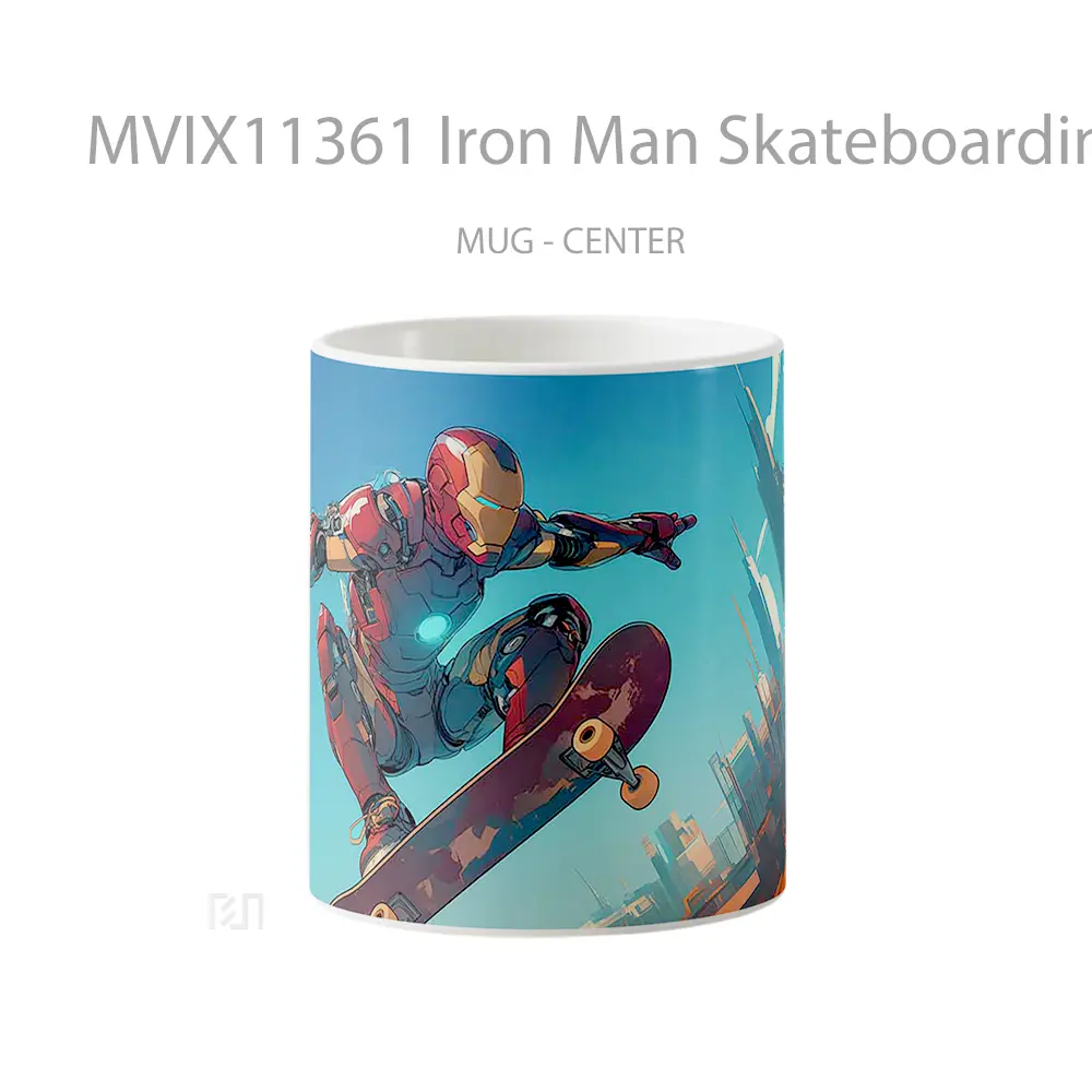 Mug Iron Man Skateboarding Futuristic City Hadiah Spesial Fans Superhero