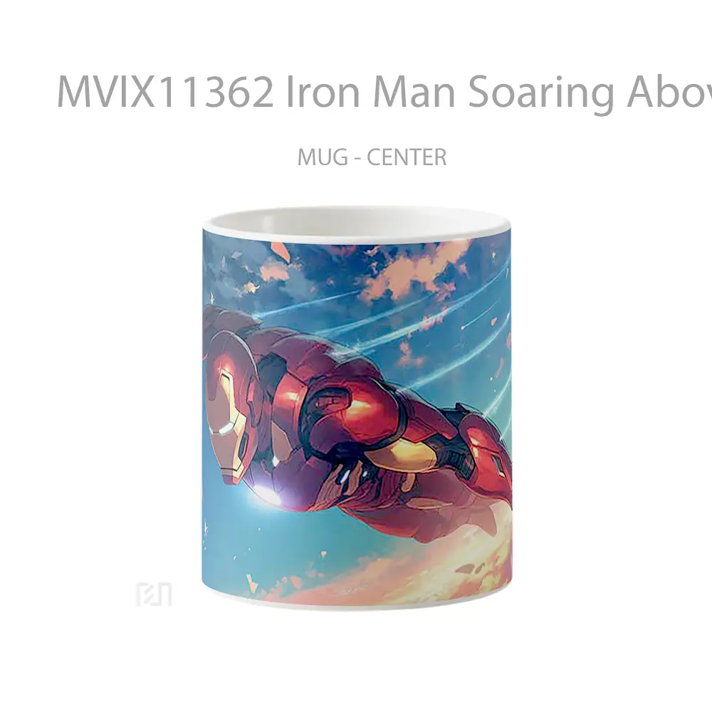 Mug Iron Man Soaring Above The City Hadiah Spesial Fans Superhero