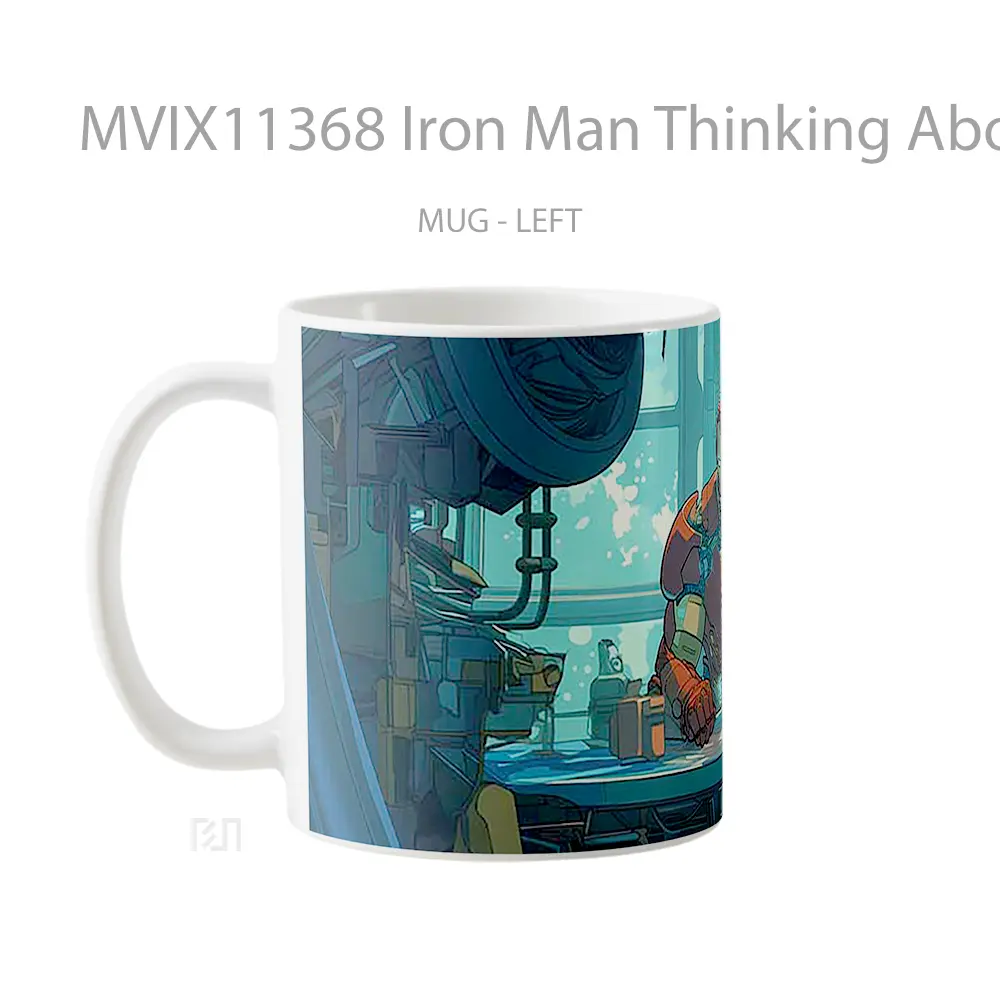 Mug Iron Man Thinking About Next Invention Gelas Keramik Koleksi Superhero - All-side / Desain