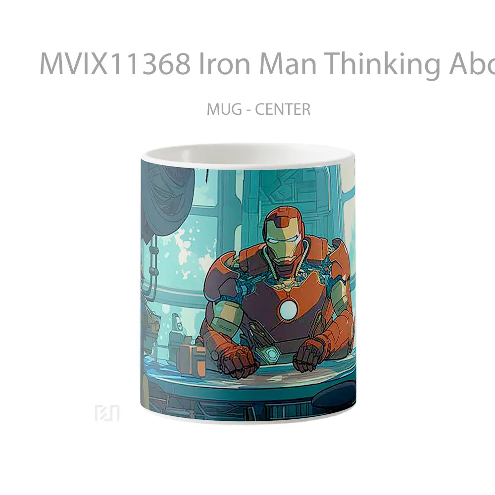 Mug Iron Man Thinking About Next Invention Gelas Keramik Koleksi Superhero