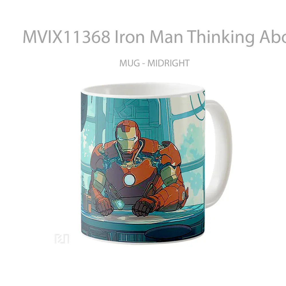 Mug Iron Man Thinking About Next Invention Gelas Keramik Koleksi Superhero - All-side / Desain