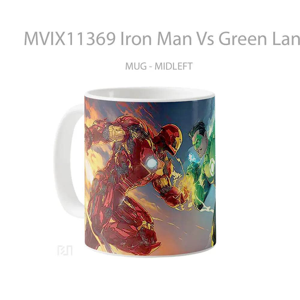 Mug Iron Man Vs Green Lantern Fight Merchandise Karakter Ikonik - All-side / Desain