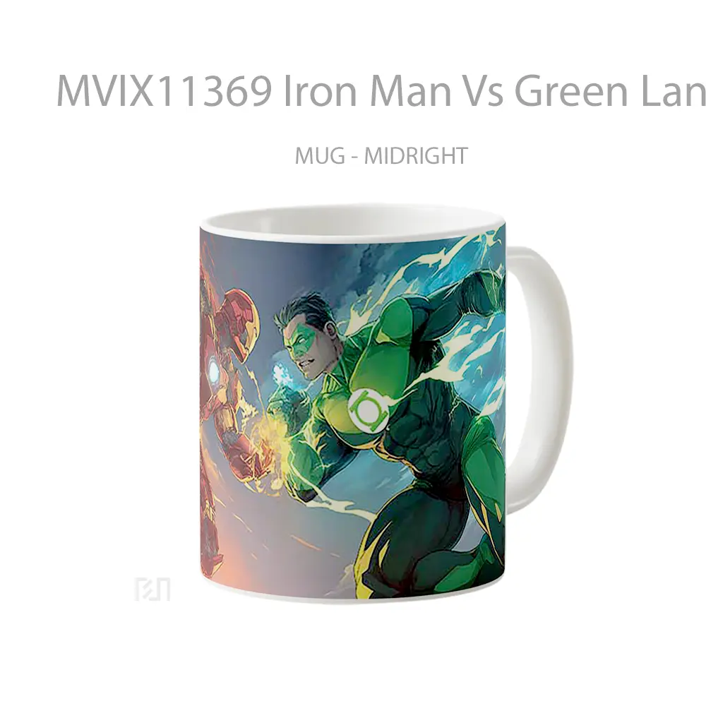 Mug Iron Man Vs Green Lantern Fight Merchandise Karakter Ikonik - All-side / Desain