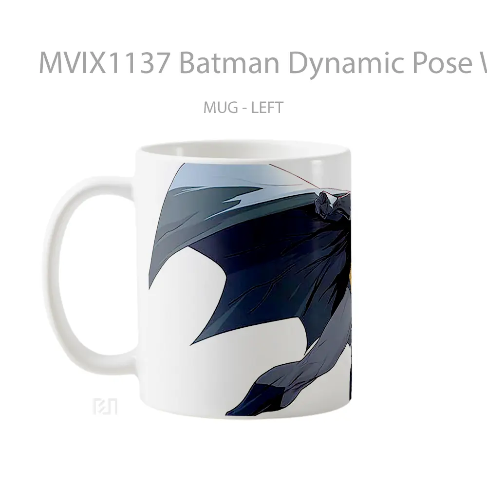 Mug Batman Dynamic Pose White Merchandise Karakter Ikonik - All-side / Desain
