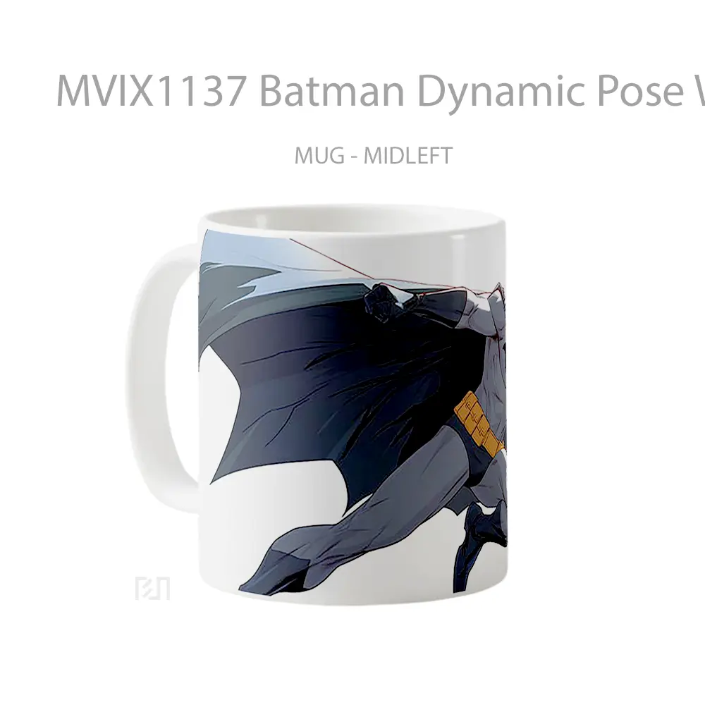Mug Batman Dynamic Pose White Merchandise Karakter Ikonik - All-side / Desain