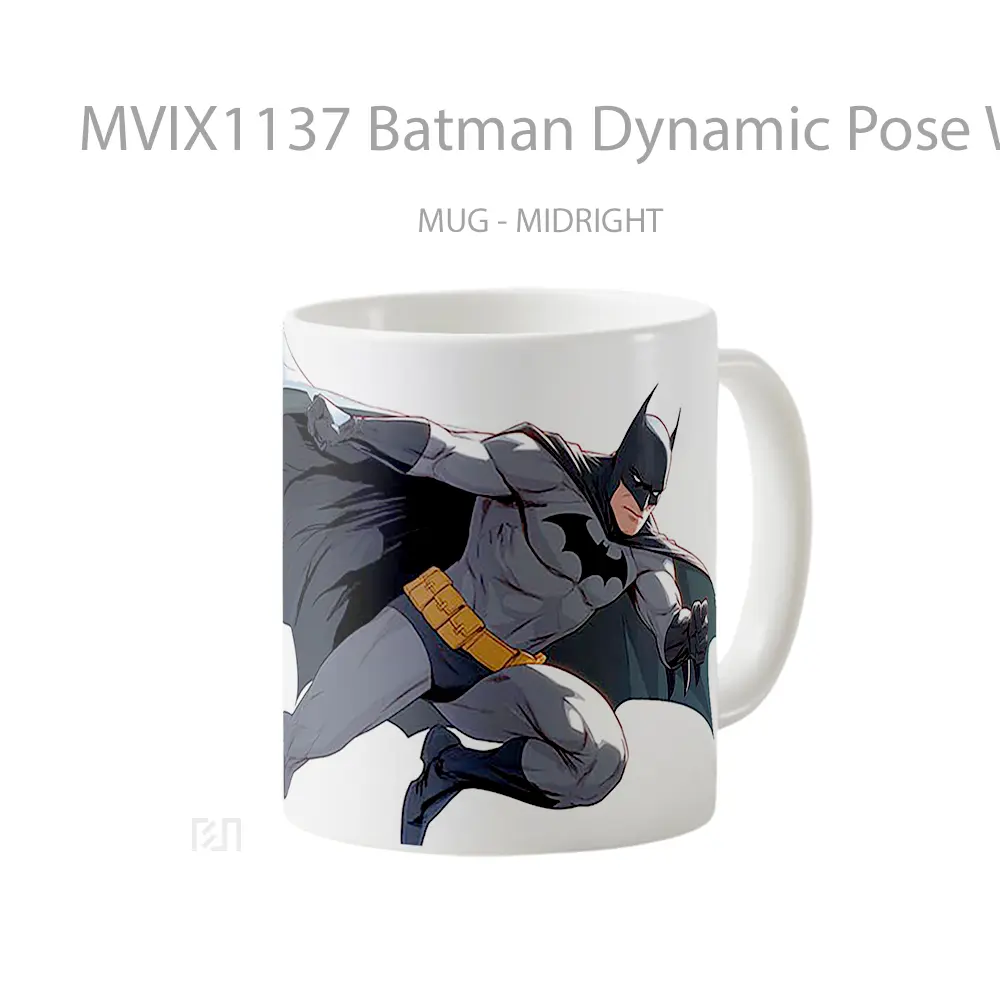 Mug Batman Dynamic Pose White Merchandise Karakter Ikonik - All-side / Desain
