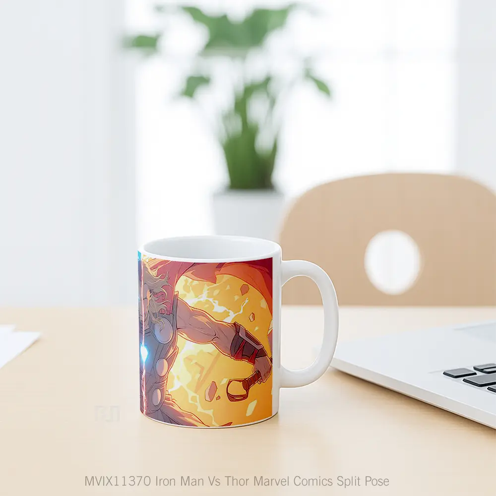 Mug Iron Man Vs Thor Marvel Comics Split Pose Merchandise Karakter Ikonik - All-side / Desain