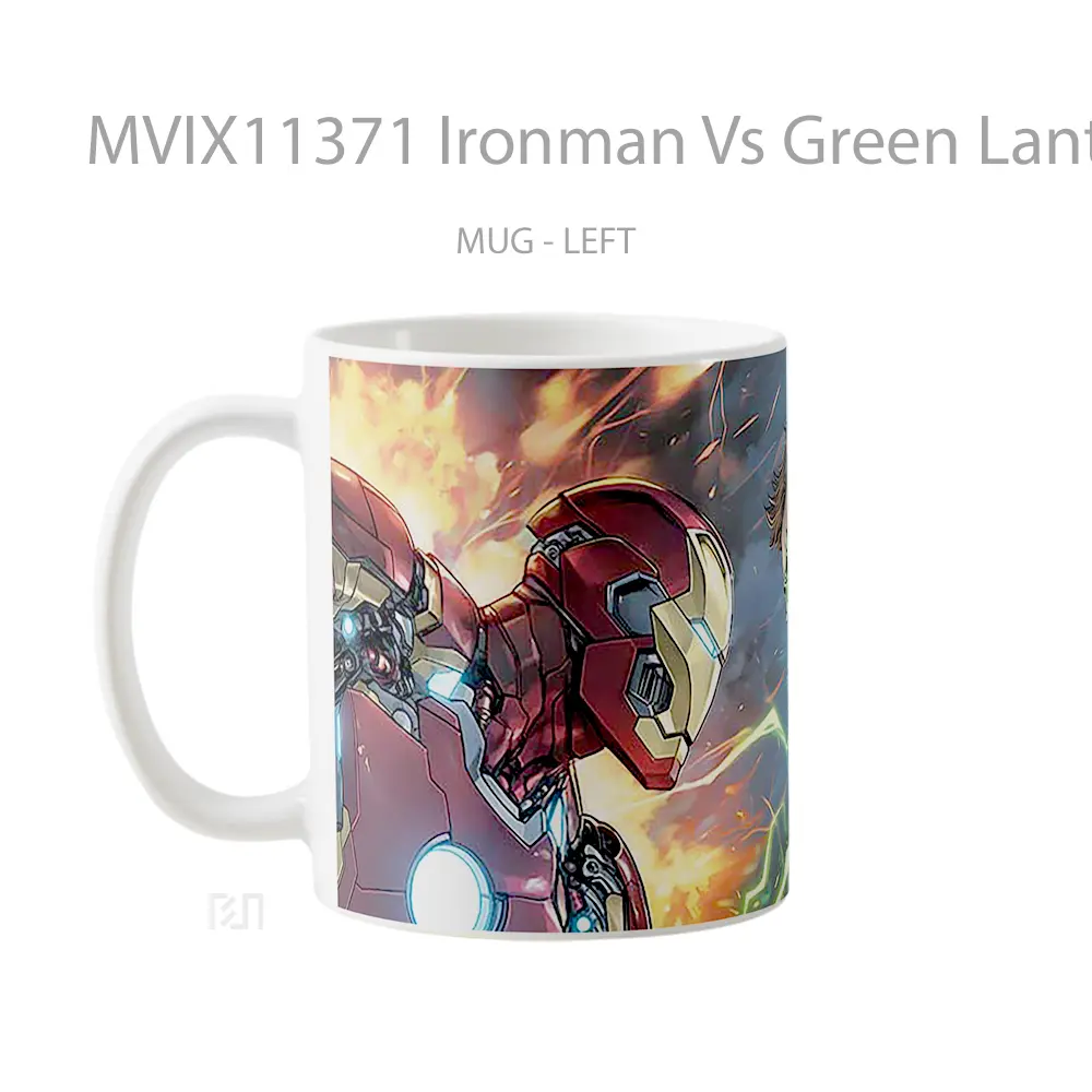 Mug Ironman Vs Green Lantern Marvel Dc Pc Laptop Gelas Keramik Koleksi Superhero - All-side / Desain