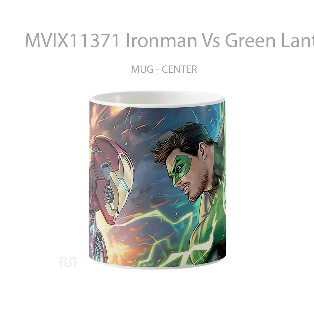 Mug Ironman Vs Green Lantern Marvel Dc Pc Laptop Gelas Keramik Koleksi Superhero