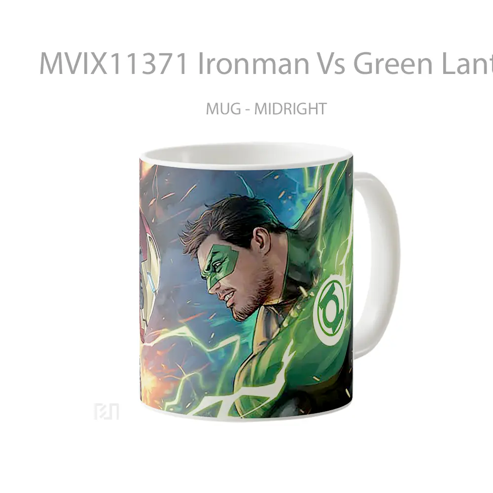 Mug Ironman Vs Green Lantern Marvel Dc Pc Laptop Gelas Keramik Koleksi Superhero - All-side / Desain
