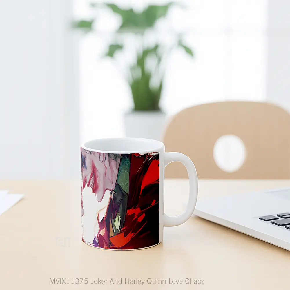 Mug Joker And Harley Quinn Love Chaos Hadiah Spesial Fans Superhero - All-side / Desain