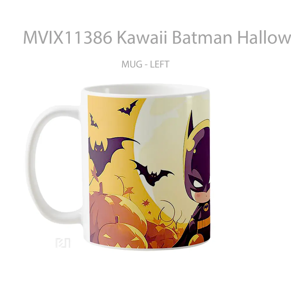 Mug Kawaii Batman Halloween Pumpkins Hadiah Spesial Fans Superhero - All-side / Desain