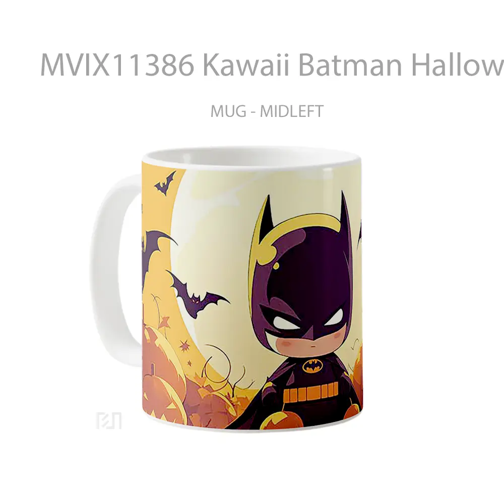Mug Kawaii Batman Halloween Pumpkins Hadiah Spesial Fans Superhero - All-side / Desain