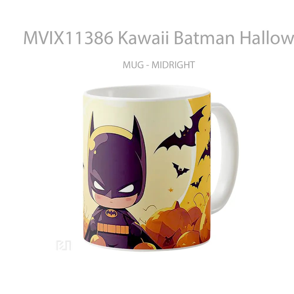 Mug Kawaii Batman Halloween Pumpkins Hadiah Spesial Fans Superhero - All-side / Desain