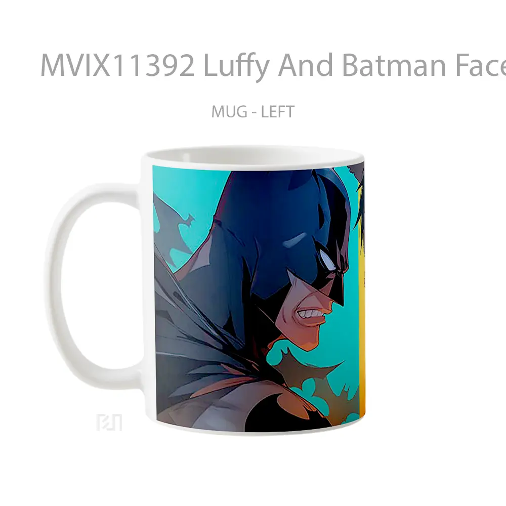 Mug Luffy And Batman Faceoff Gelas Keramik Koleksi Superhero - All-side / Desain